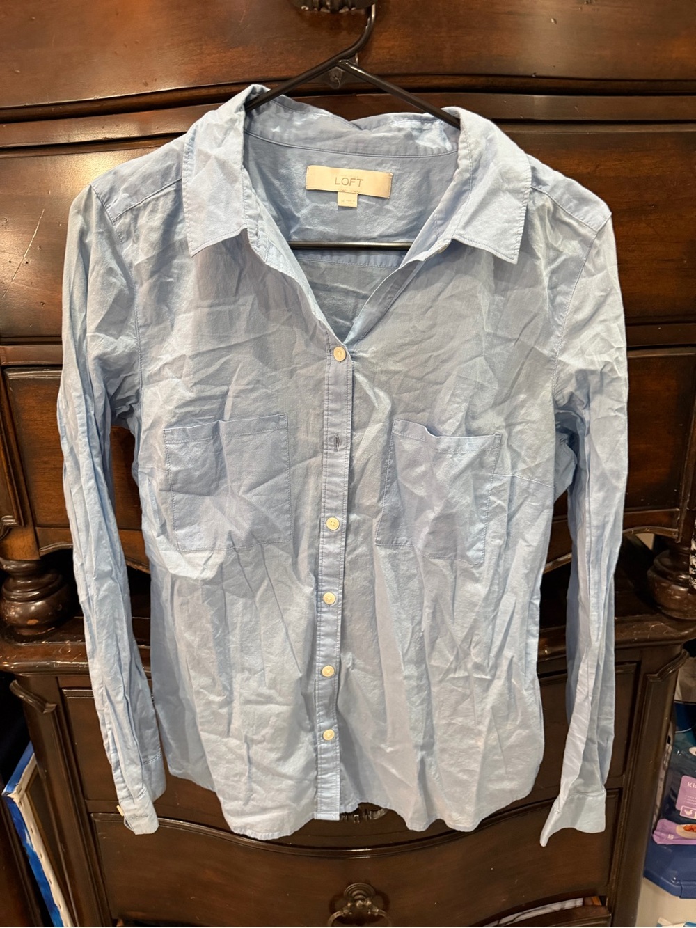 LOFT Pale Blue Casual Button-Down Shirt